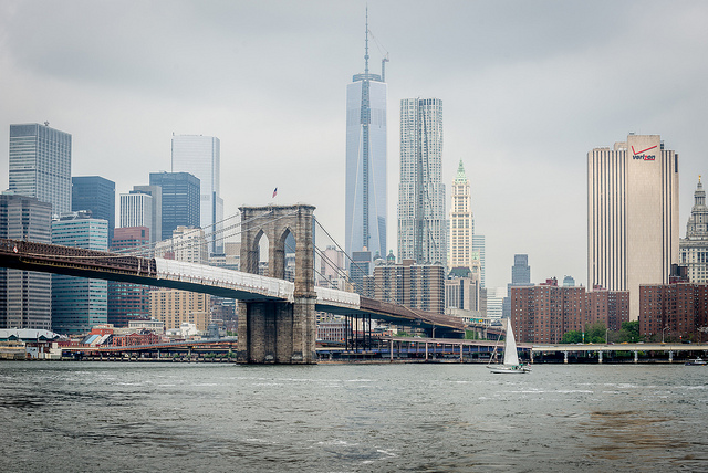 The Brooklyn Bridge and Freedom Tower in NYC