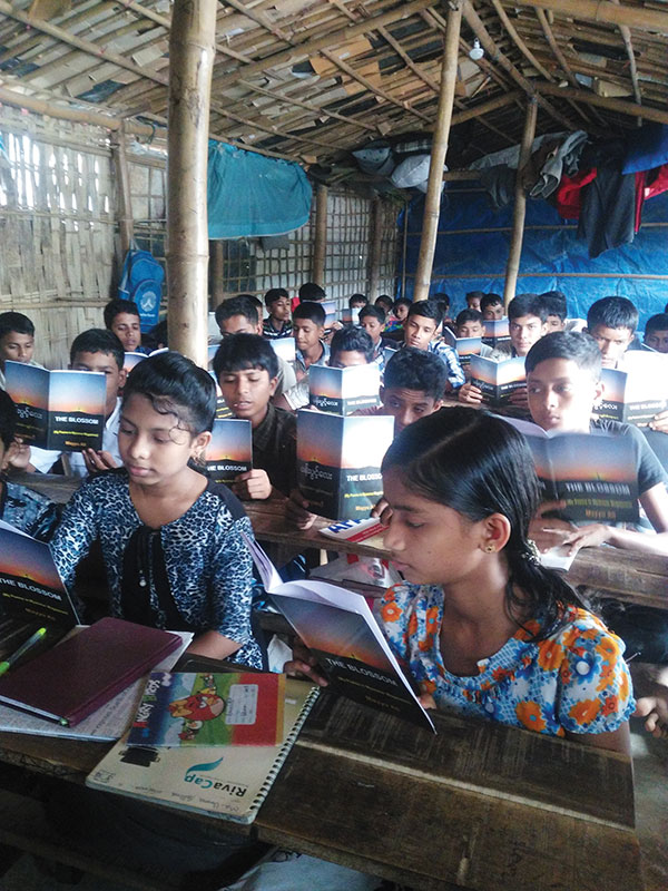 Rohingya children in a school in a refugee camp