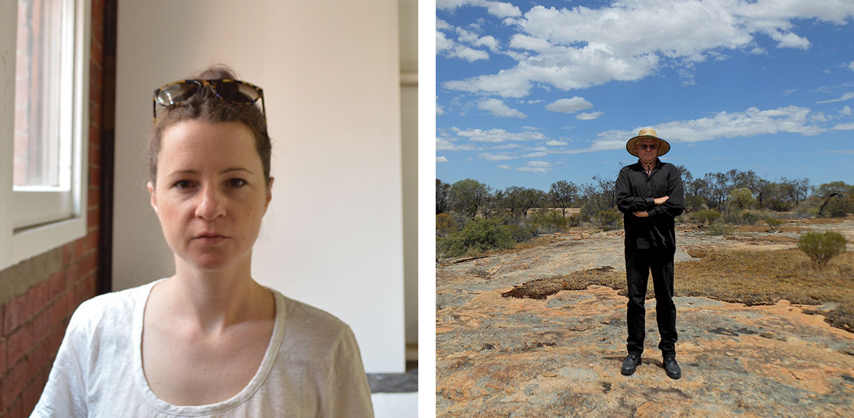 Photographs of Helen Johnson and John Kinsella juxtaposed