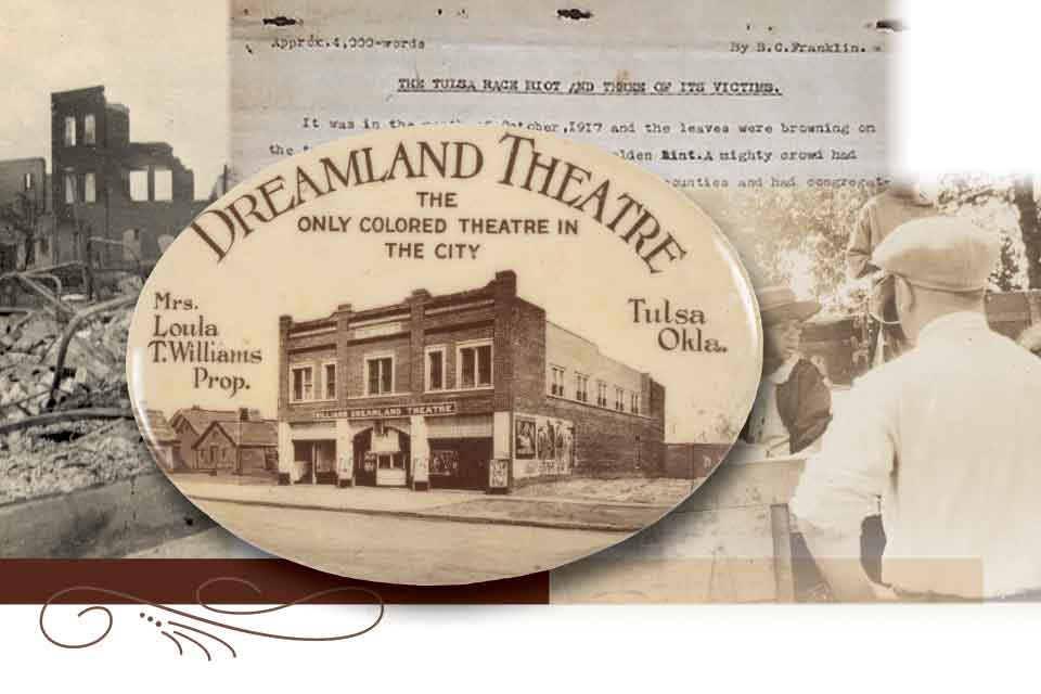 A collage of artifacts related to the Tulsa Race Massacre