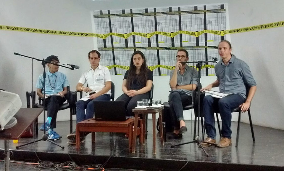 Participants from Mexico, Chile, Guatemala, and the United States participate in a panel discussion on 'queerness' at Casa de las Américas' Casa Tomada.