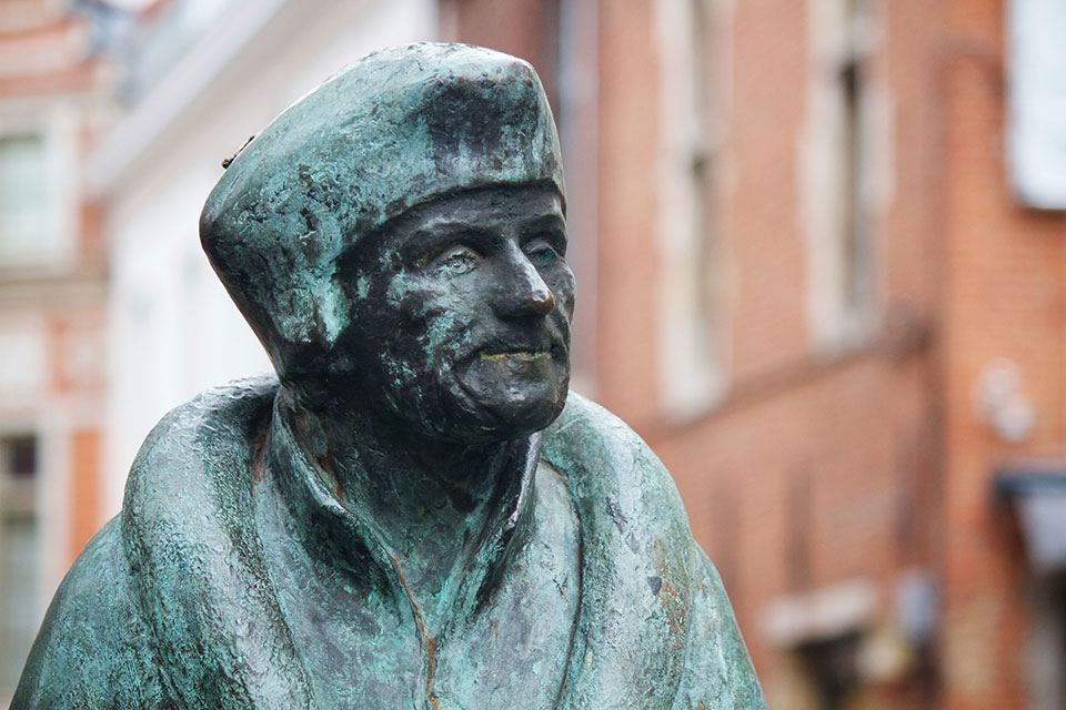 Statue of Erasmus near the Collegium Trilingue in Louvain / Photo by Nick Thompson