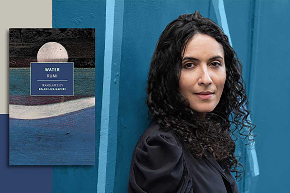 Haleh Liza Gafori and the cover to Water by Rumi