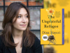 Dina Nayeri with the cover to her book The Ungrateful Refugee