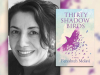 Fereshteh Molavi with the cover to her book Thirty Shadow Birds