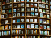 Books on a curved bookshelf