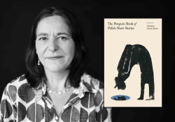 Antonia Lloyd-Jones with the cover to The Penguin Book of Polish Short Stories