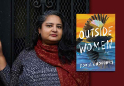 Roohi Choudhry with the cover to her boook Outside Women