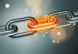 An illustration of a chain with the center link red hot