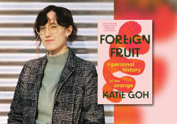 Katie Goh with the cover to her book Foreign Fruit