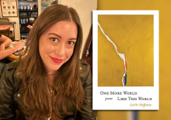 Carlie Hoffmann and the cover to her book One More World Like This World