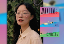 Claire Jia and the cover to her book Wanting