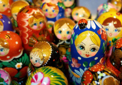 A crowded cluster of dolls