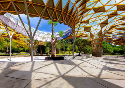 A fantastical pavilion in an outside garden
