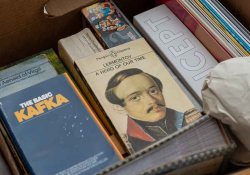 An open box of books