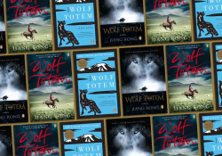 A collage of Wolf Totem book covers in translation