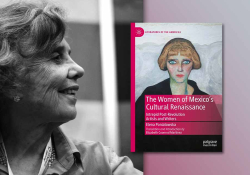 Elena Poniatowska and the cover to her book The Women of Mexico's Cultural Renaissance