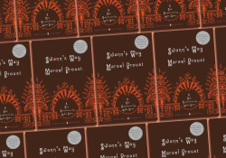 A tile collage of the cover to Swann's Way