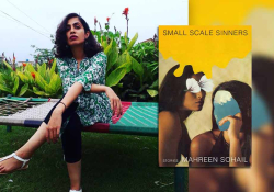 Mahreen Sohail with the cover to her book Small Scale Sinners