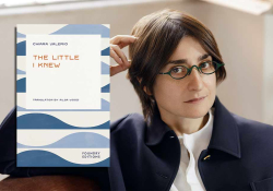 Chiara Valerio with the cover to her book The Little I Knew