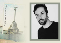 The cover to Emilio Fraia's Sevastopol juxtaposed with a photograph of the author
