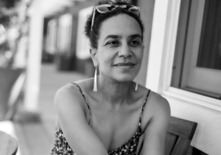 A black and white photograph of Sarah Ladipo Manyika