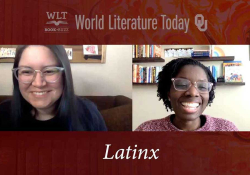 Book Buzz hosts Laura and Bunmi on a split screen. Text reads: Latinx